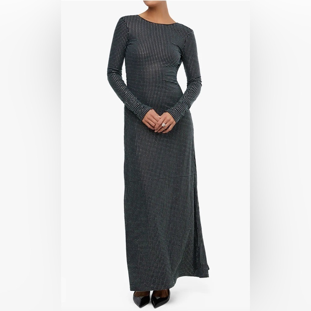 We Wore What Backless Evening Gown Crystal Spandex Maxi Dress Women's Size 2 - Picture 3 of 16